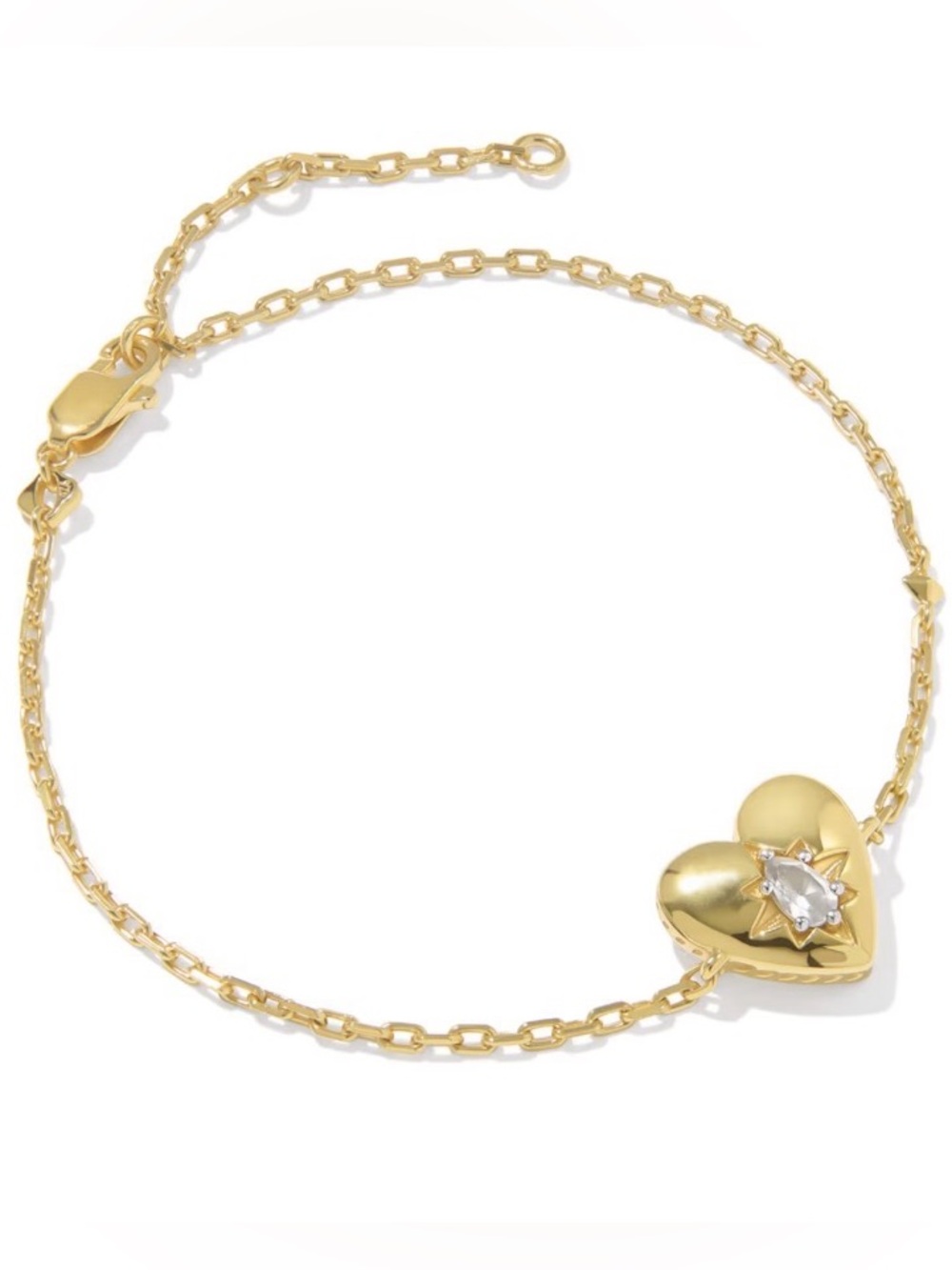 New Kendra Scott Bold Heirloom Heart 18k Yellow Gold Vermeil Bracelet on card